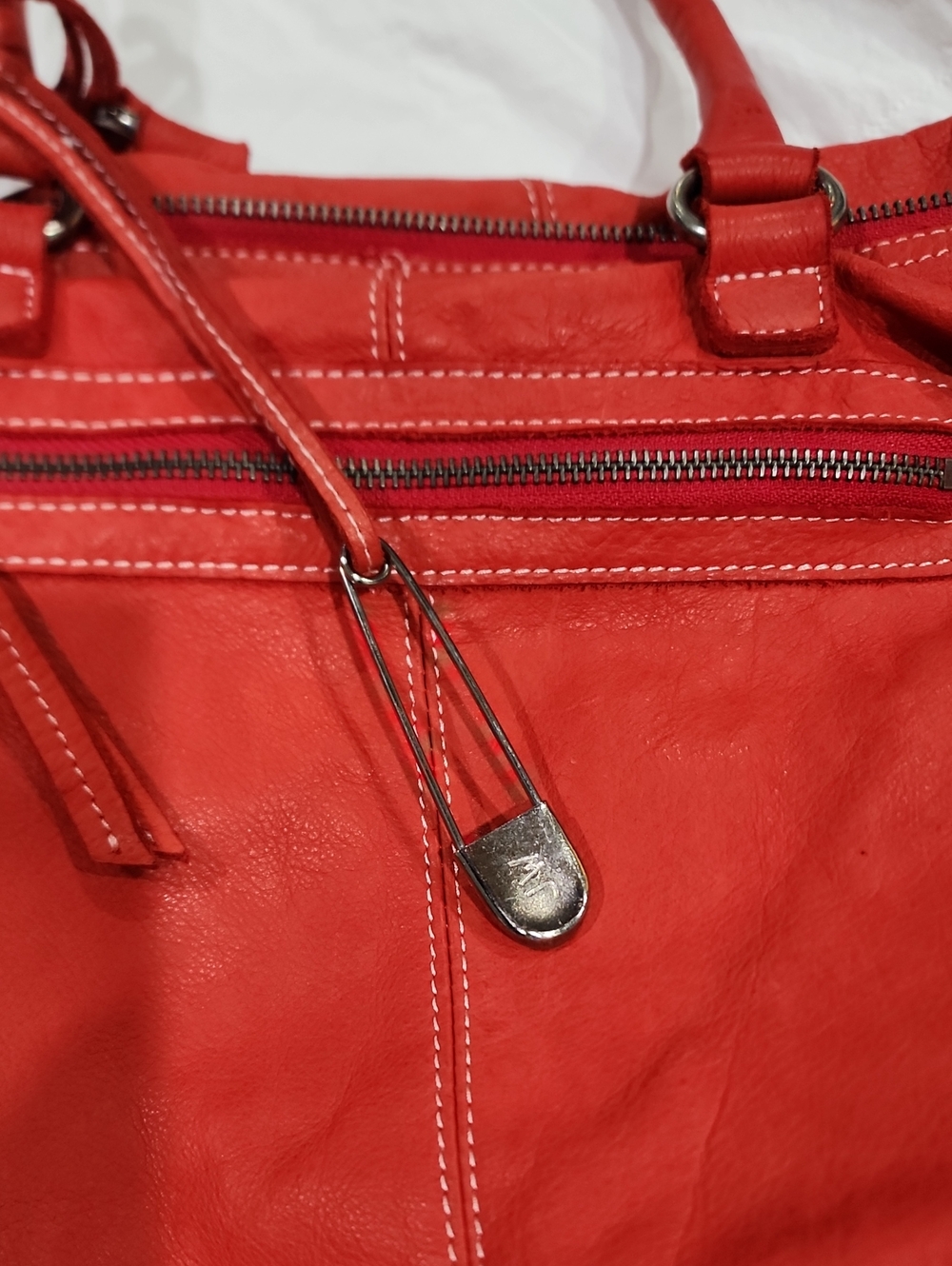 NWT Johnny Was Red Women's Leather Satchel Handbag - Picture 7 of 7